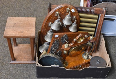 Lot 1236 - Five Oak and Brass Dinner Gongs, all early...