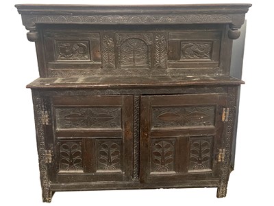 Lot 622 - An Early 18th Century Oak Press Cupboard Dated...