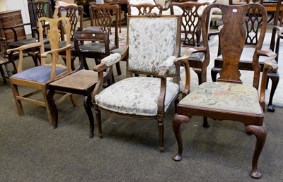 Lot 1186 - A Queen Anne Style Walnut Armchair, with a...