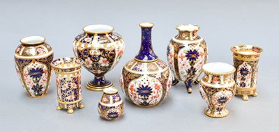 Lot 253 - A Pair of Miniature Royal Crown Derby Vases,...