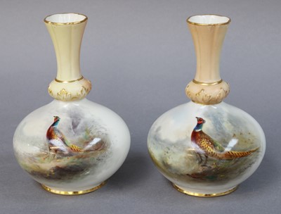 Lot 278 - A Pair of Royal Worcester Vases, by James...