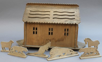 Lot 300 - A Vintage Carved Wooden Noah's Ark Model, with...