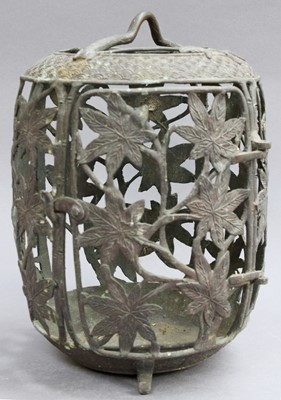 Lot 323 - A Japanese Patinated Metal Lantern, of...