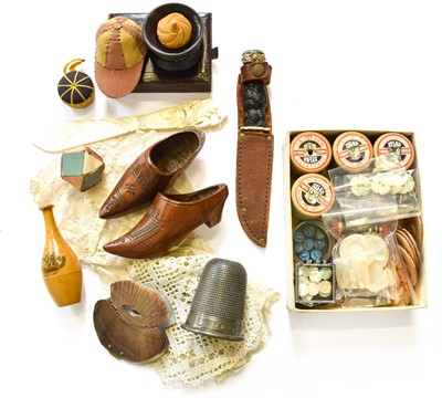 Lot 206 - Sewing Accessories: including, a jockey cap...