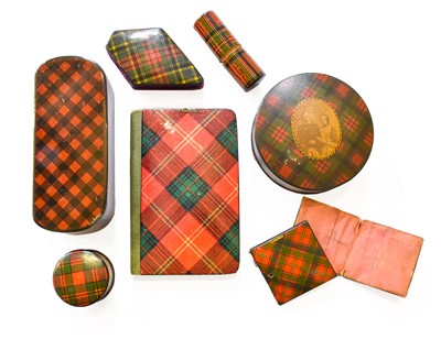 Lot 201 - A Small Group of Tartan Ware: snuff box, aide...