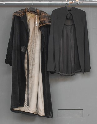 Lot 2051 - Circa 1920s Black Evening Coat of textured...