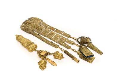 Lot 2219 - Mid-18th Century Gilt Metal Chatelaine/Etui...