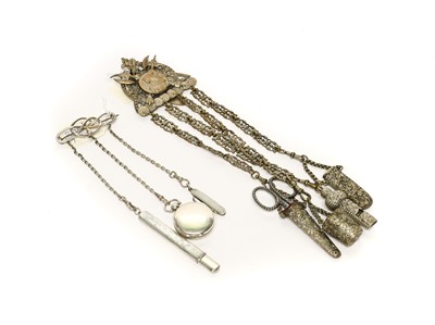 Lot 2220 - 800 Standard Silver Chatelaine, comprising a...