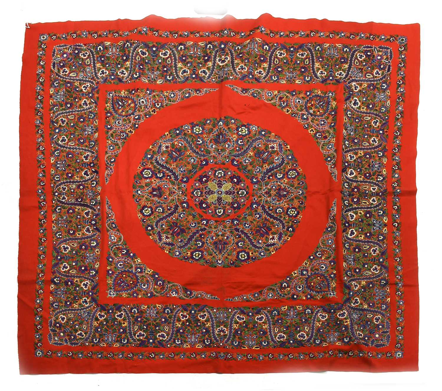 Lot 2201 - Early 20th Century Red Wool Panel, hand...