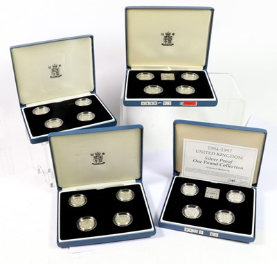 Lot 179 - 4 x UK Silver Proof and Piedfort £1 4-Coin...