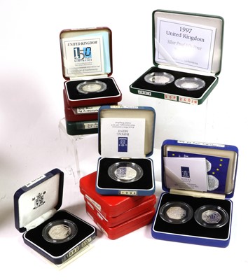 Lot 167 - 10 x Silver Proof and Piedfort 50p Coins and...
