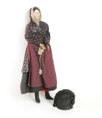 Lot 2081 - 19th Century Wooden Doll, with a painted and...