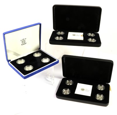 Lot 478 - 3 x UK Silver Proof £1 4-Coin Sets, including:...