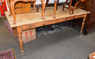 Lot 1142 - A Victorian Pine Farmhouse Table, fitted with...