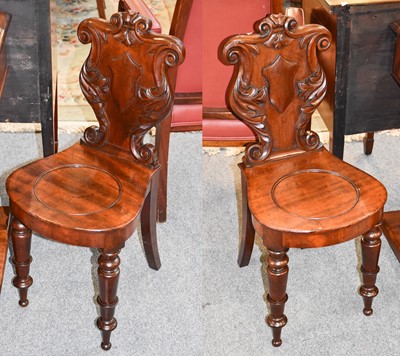 Lot 1346 - A Pair of Victorian Mahogany Shield Back Hall...