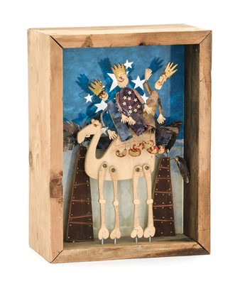Lot 206 - Michael Docking: Three Kings on a Camel, pine...