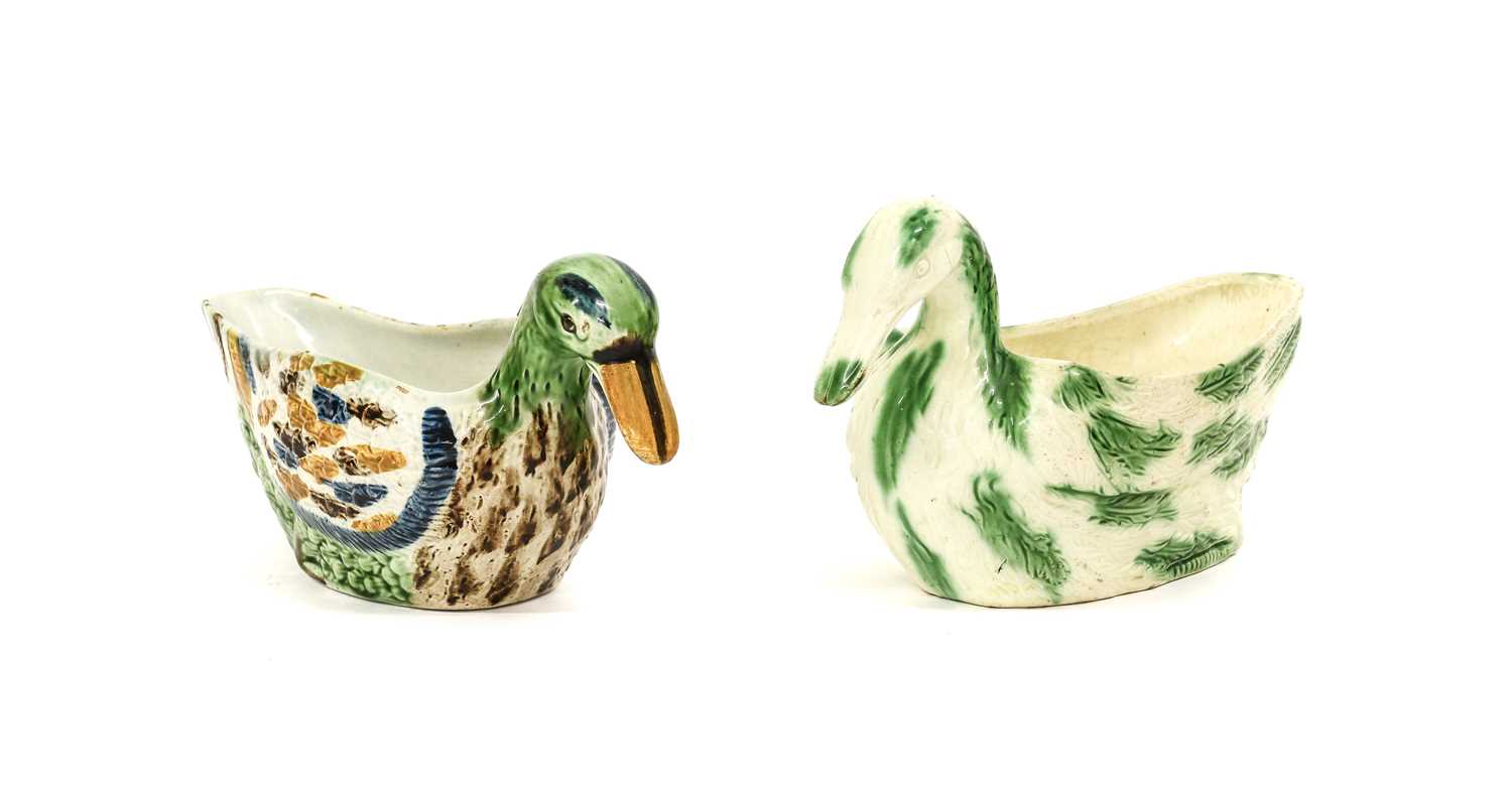 Lot 54 - A Creamware Duck Sauce Boat, circa 1780, of...