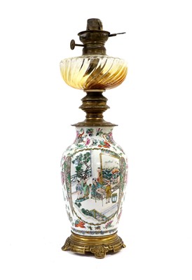 Lot 156 - A Cantonese Porcelain Vase Converted to an Oil...
