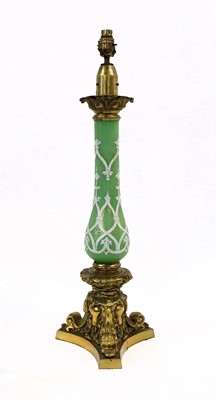 Lot 550 - A French Gilt Metal Mounted Green Glass Oil...