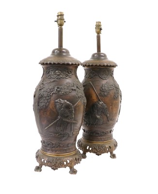 Lot 132 - A Pair of Japanese Bronzed Terracotta Table...