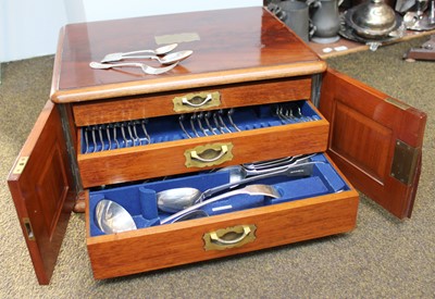 Lot 210 - A Mahogany Three Drawer Canteen, by Callaneo &...