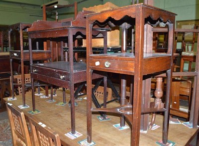 Lot 569 - Georgian mahogany washstand with three-quarter galleried top and two Georgian mahogany washstands