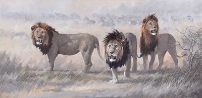 Lot 1055 - Michael Ghaui (b.1950) Tanzanian Lions on the...