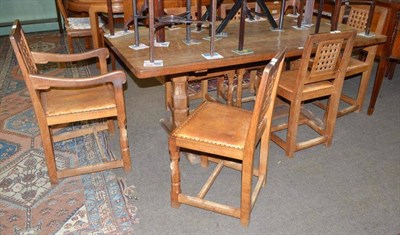 Lot 570 - A Robert ";Mouseman"; Thompson refectory table and a set of six Robert ";Mouseman"; Thompson chairs