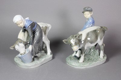 Lot 238 - Two Royal Copenhagen Groups, Milking Maid,...