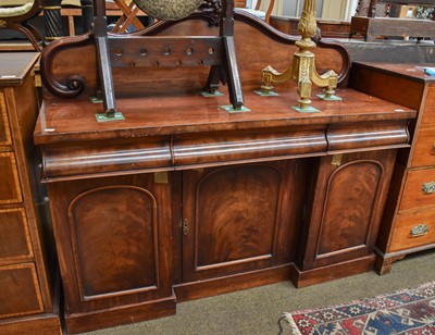 Lot 1213 - A Victorian Mahogany Break Front Sideboard,...