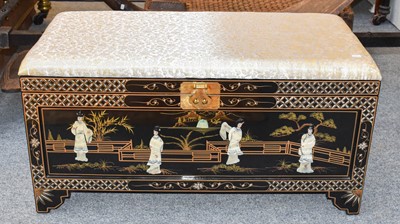 Lot 1334 - A Lacquered Chinese Blanket Box, modern, with...