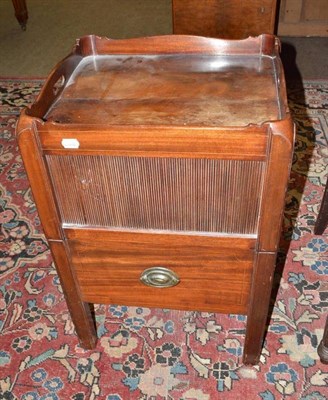 Lot 581 - George III mahogany night table with tambour shutter