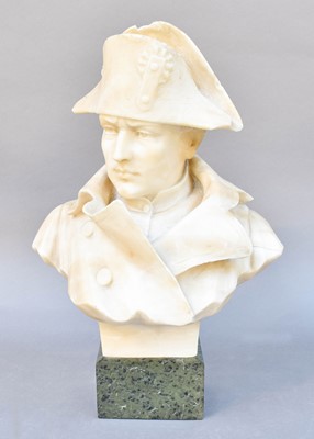 Lot 365 - A 19th Century Alabaster Bust of Napoleon, on...