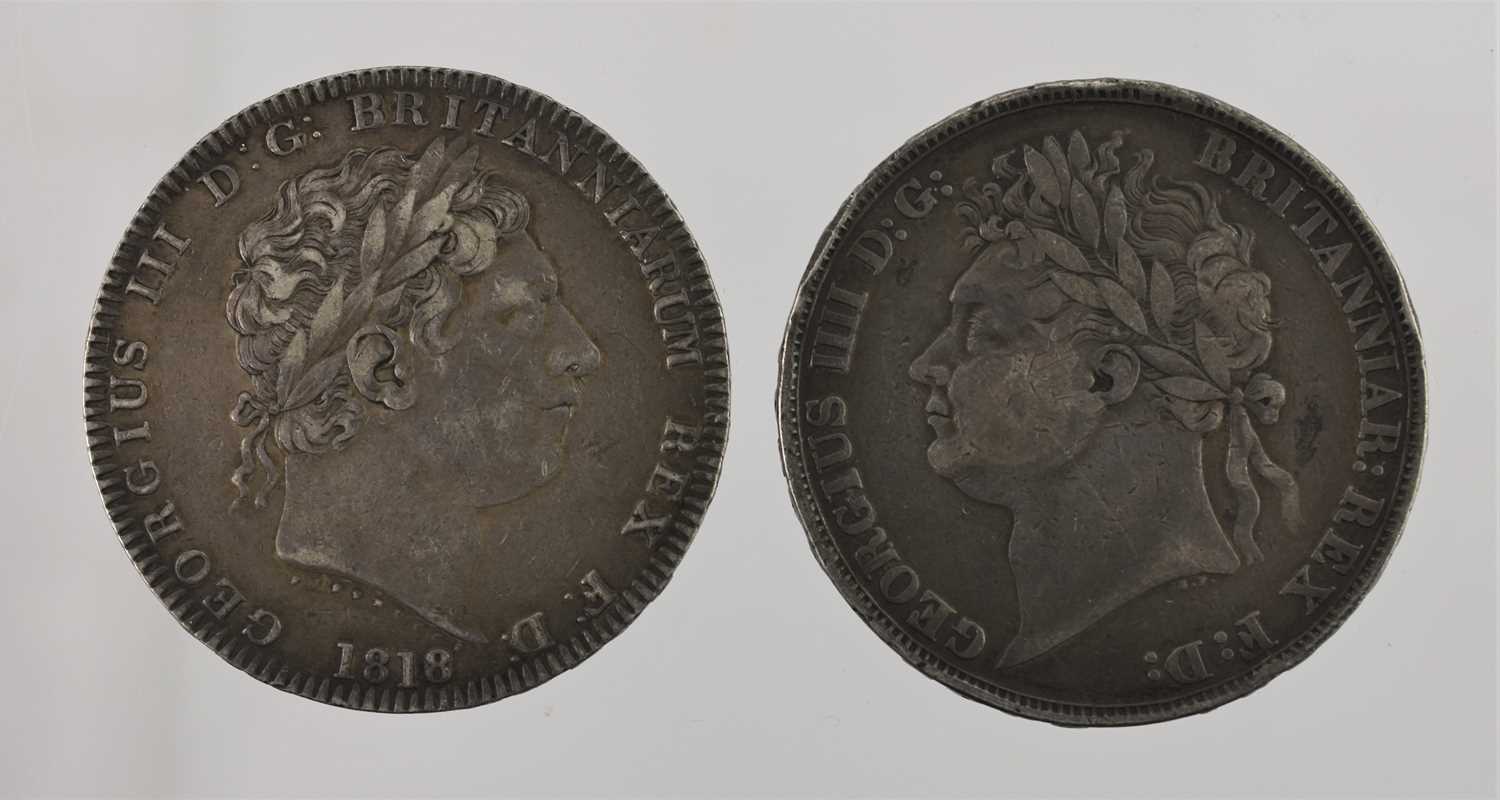 Lot 85 - 2 x Silver Crowns, comprising: George III 1818...
