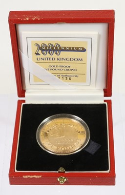 Lot 296 - Elizabeth II, Gold Proof £5 2000 'Millennium',...