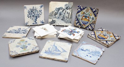 Lot 21 - 17th Century and Later Tiles, including: a...