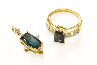 Lot 176 - An 18 Carat Gold Tourmaline and Diamond Ring,...