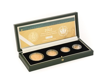 Lot 198 - UK Gold Proof 4-Coin Sovereign Collection 2002,...
