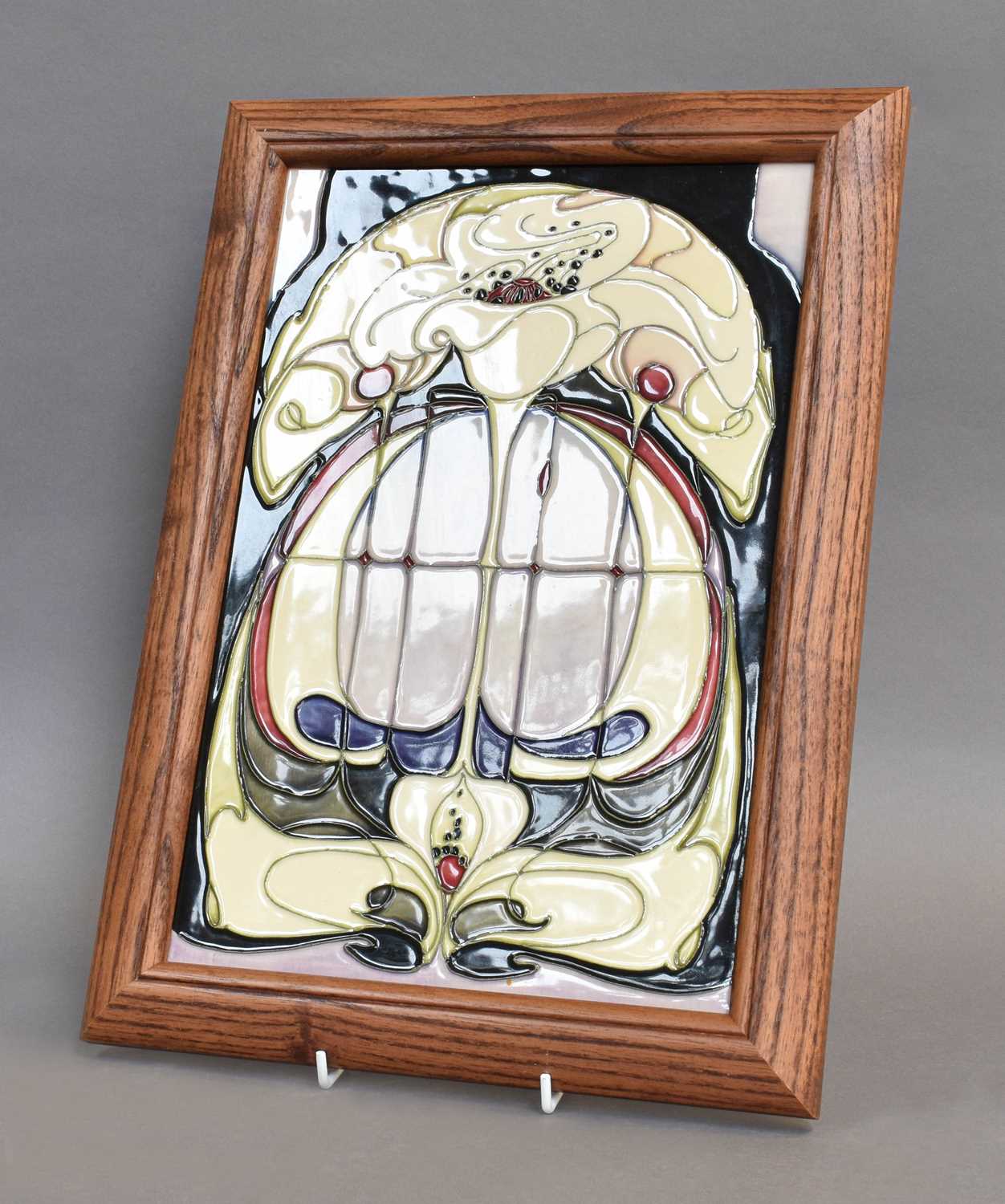 Lot 314 - A Modern Moorcroft Tile, White Rose designed...