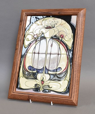 Lot 314 - A Modern Moorcroft Tile, White Rose designed...