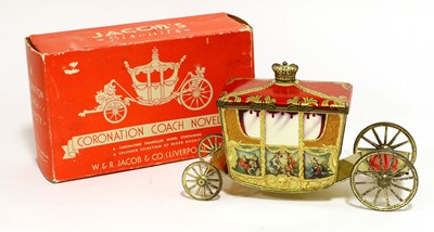 Lot 319 - W & R Jacob & Co Coronation Coach Biscuit Tin