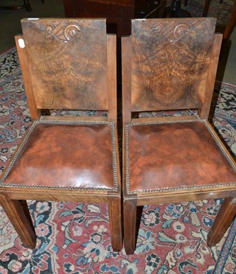 Lot 615 - Set of six 1930's Art Deco walnut veneered chairs