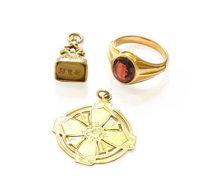Lot 86 - A 9 Carat Gold Seal; A Pendant, stamped 'K18',...