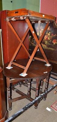 Lot 631 - Mahogany butler's tray and stand and a small gate leg table