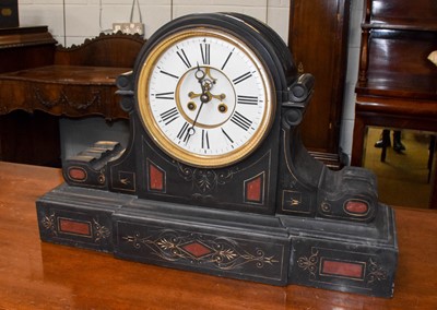 Lot 1171 - A Victorian Black Slate and Marble Striking...