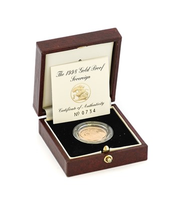 Lot 194 - Elizabeth II, Gold Proof Sovereign 1998, obv....