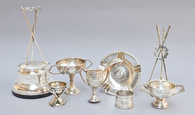 Lot 301 - Silver, to include: two golfing trophies, both...