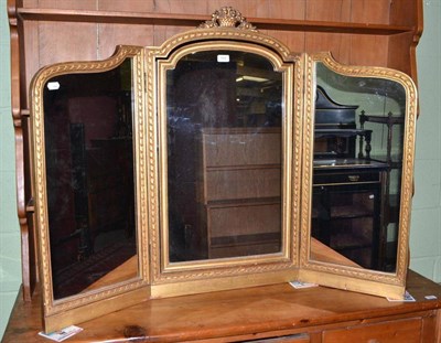 Lot 644 - Gilt triple dressing table mirror