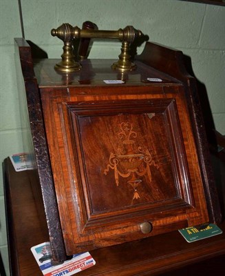 Lot 651 - An inlaid mahogany coal purdonium and shovel