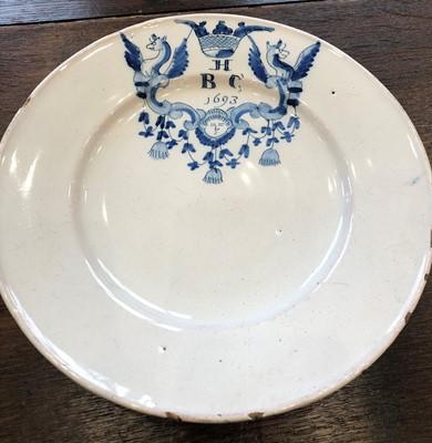 Lot 89 - A Pair of Delft Marriage Plates, probably...